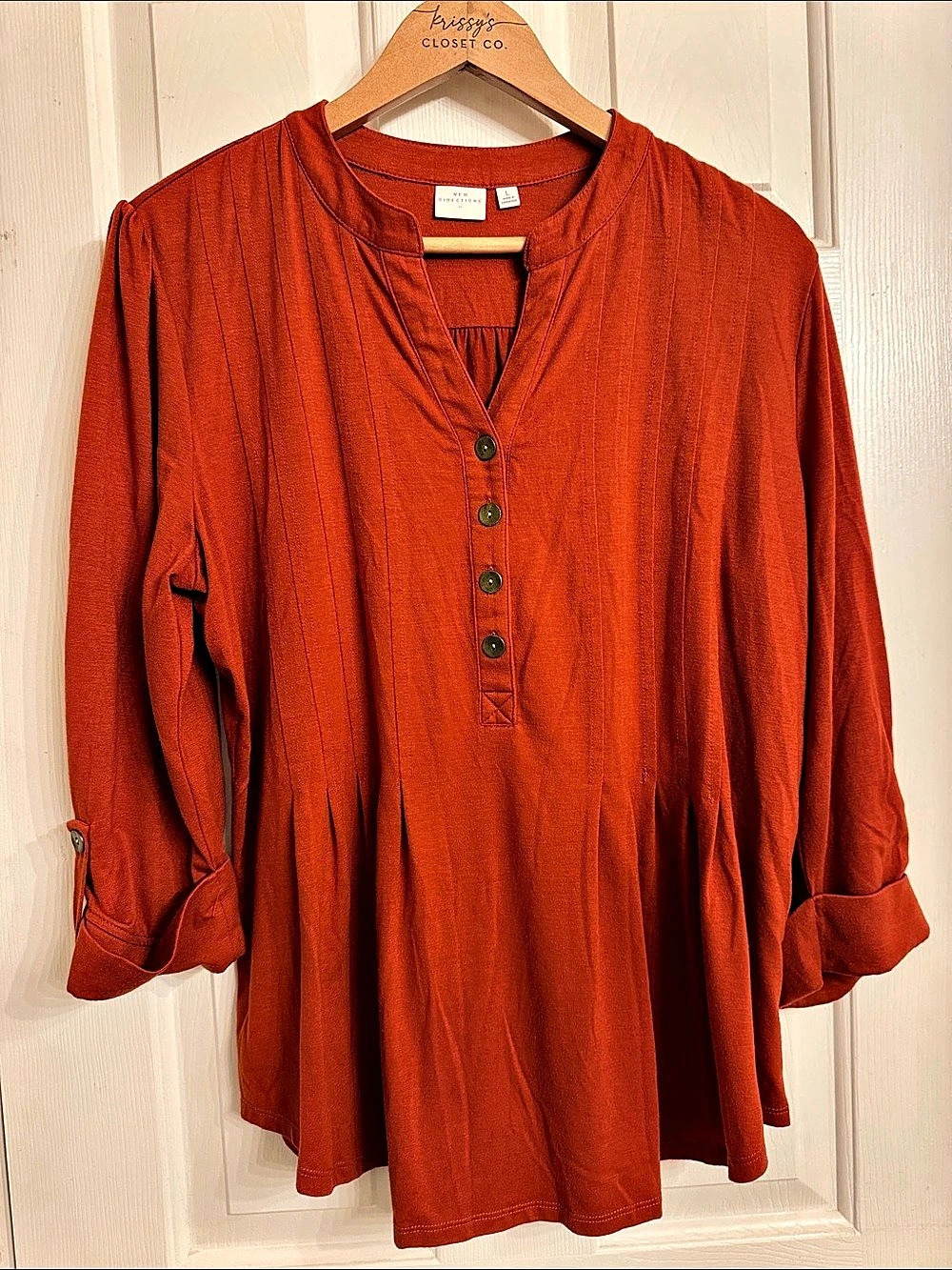 New Directions Button Front Tunic in Orange Like New